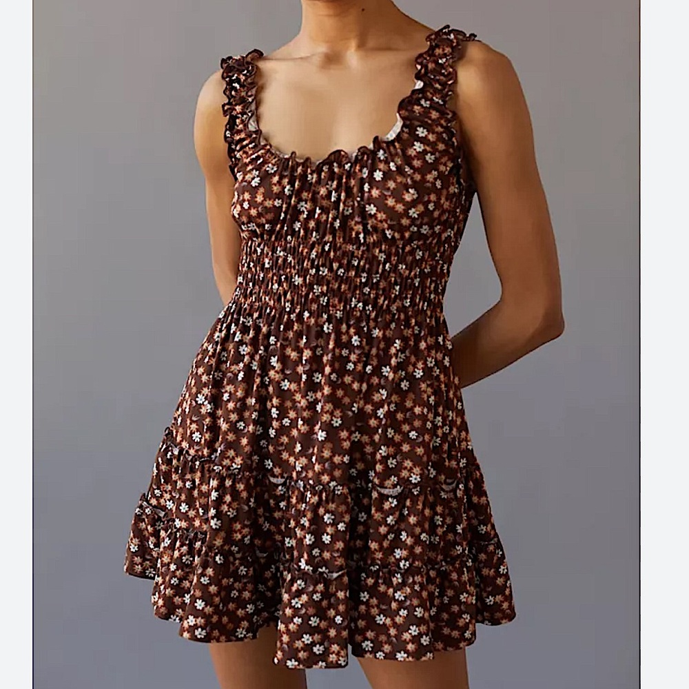 Urban Outfitters lizzy smock floral mini dress
